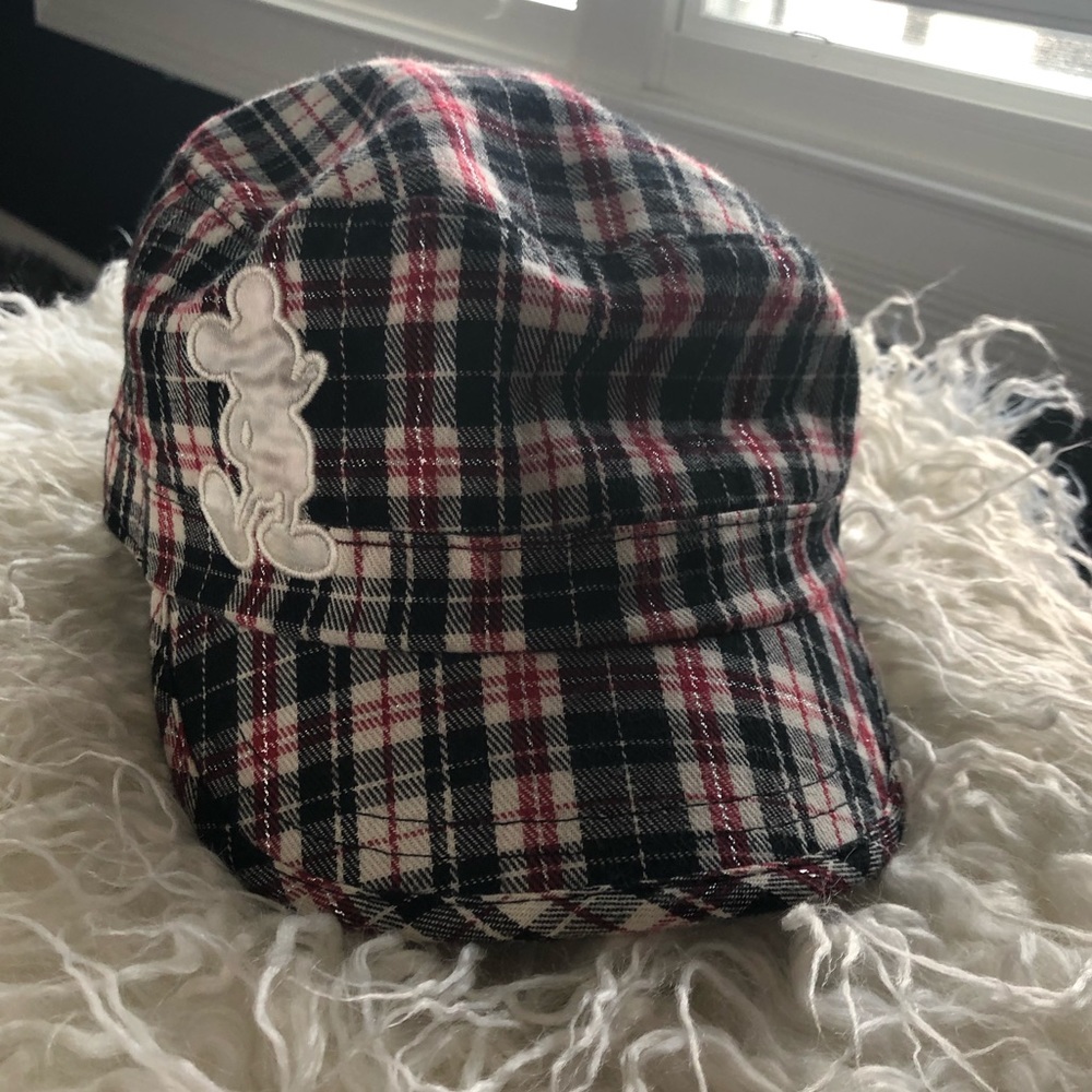 Mickey Mouse Disney appliqué newsboy Plaid hat one size